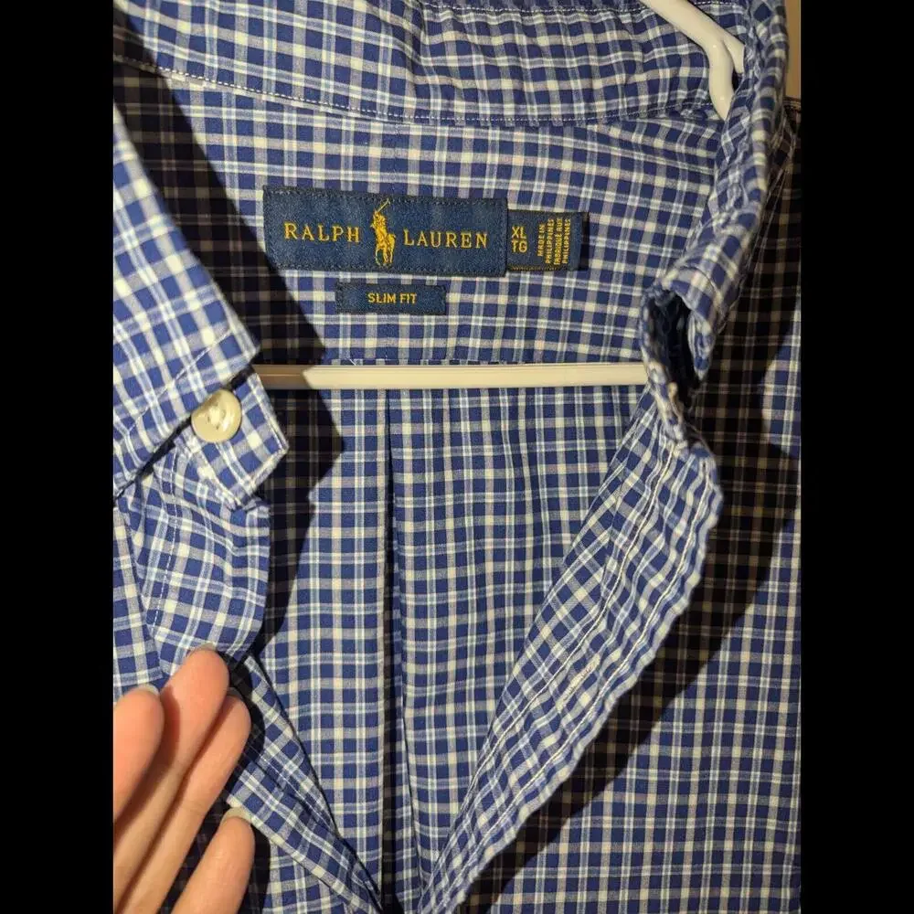 Ralph Lauren Slim Fit/Button Down Flannel Shirt Plaid/Blue Label/XL - Picture 2 of 6